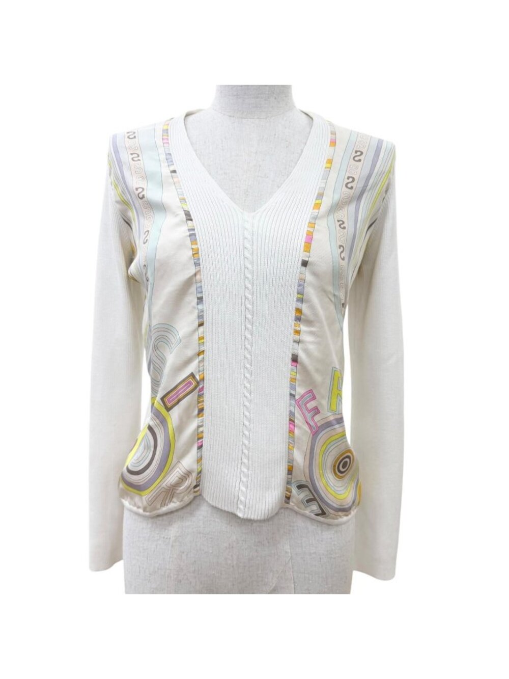 Hermes Vintage Silk Cotton Martin Margiela Era Twillaine Long Sleeve Knit White